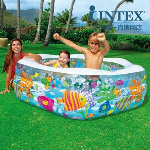 استخر بادی کودک اینتکس intex کف بادی 6 ضلعی طرح آکواریوم مدل 56493-اسباب بازی